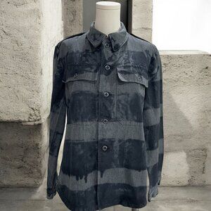 Vintage Military Shacket Black Gray Utility Jacket Gorpcore Streetwear Oversized